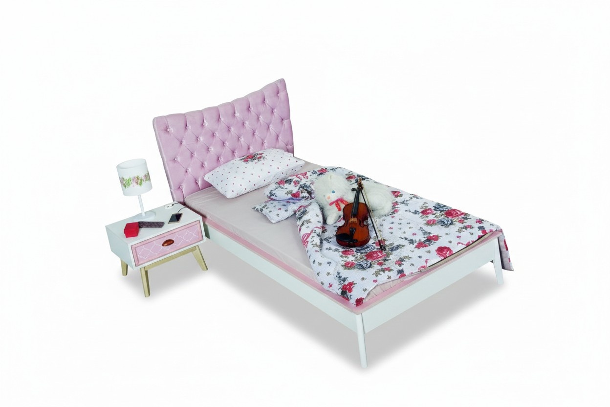 Kinderzimmer Luxus Bett Nachttisch Rosa Set MÃ¶bel Design 2tlg. Konsole