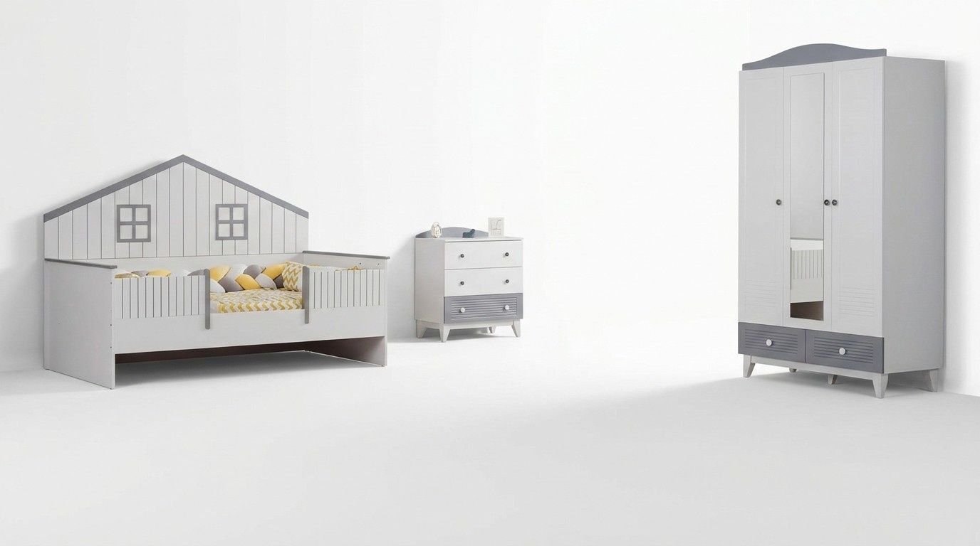 Kinderzimmer MÃ¶bel Komplettzimmer Mehrfarbig Kinderbett Kleiderschrank Kommod
