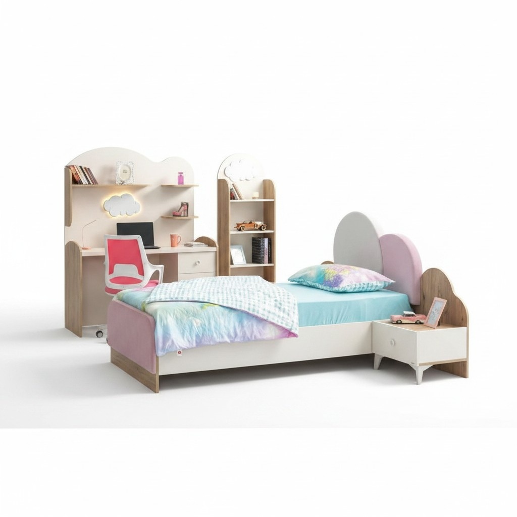 Kinderzimmer Set Kinderbett Nachttisch Buecherregal Schreibtisch