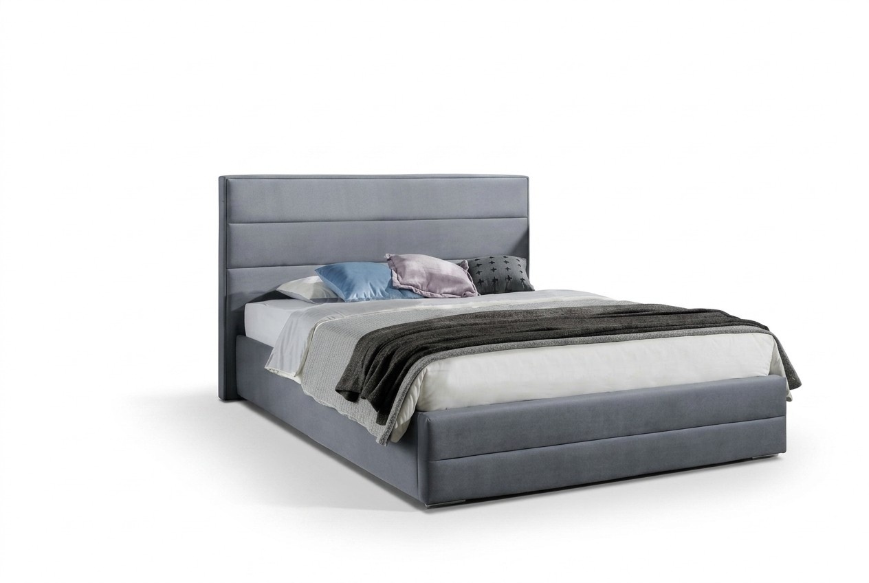 Klassisch Graue Designer Bett Schlafzimmer Textil Leder Polster 180x200cm
