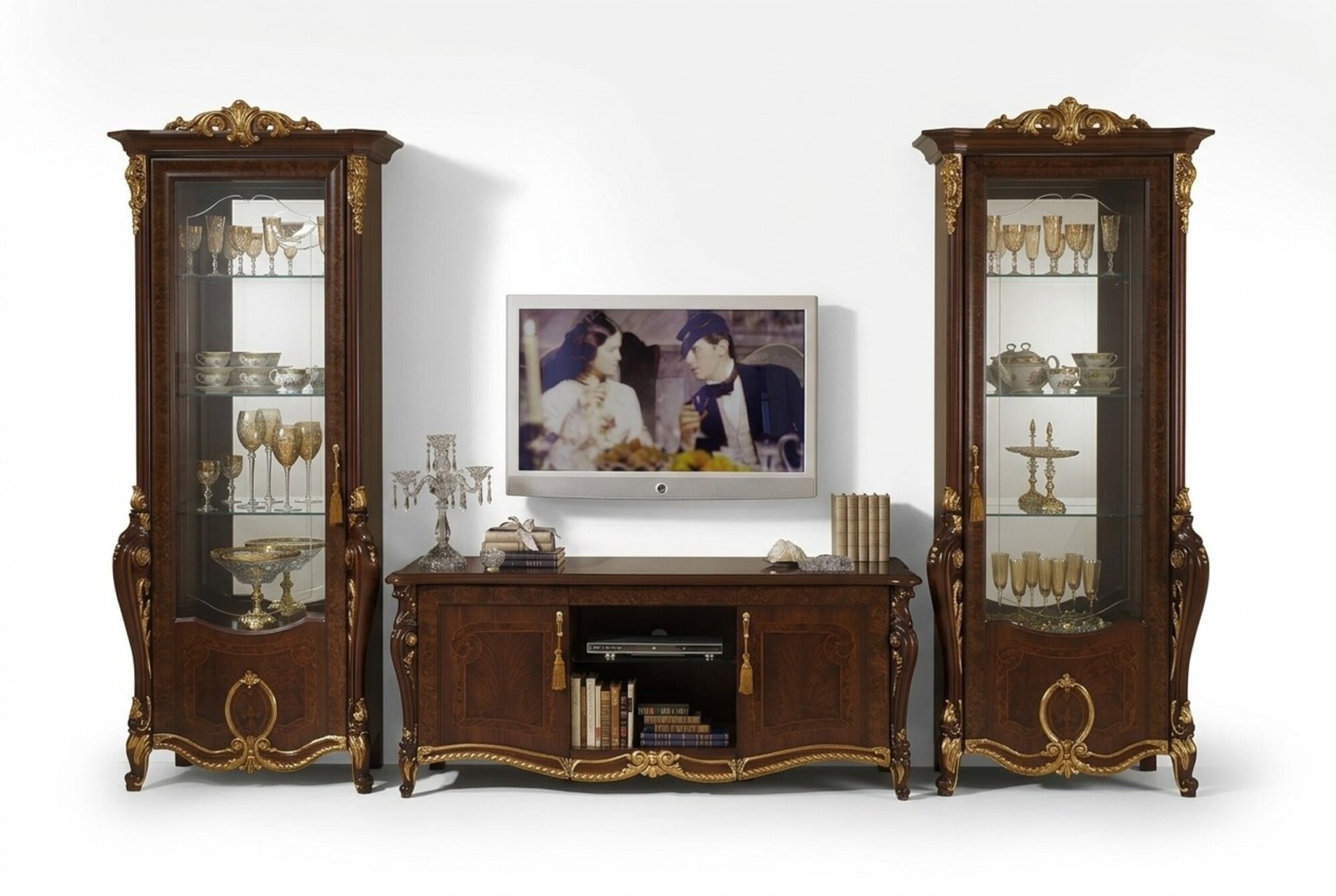 klassisch Wohnwand Vitrine Kommode Schrank sideboard Barock Rokoko