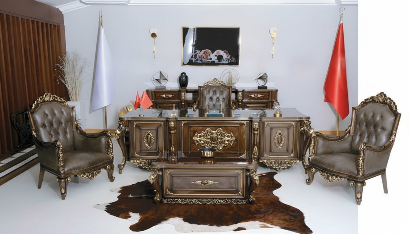 Klassische BÃ¼ro Einrichtung Luxus Schreibtisch Sofagarnitur Arbeitszimmer 6tlg