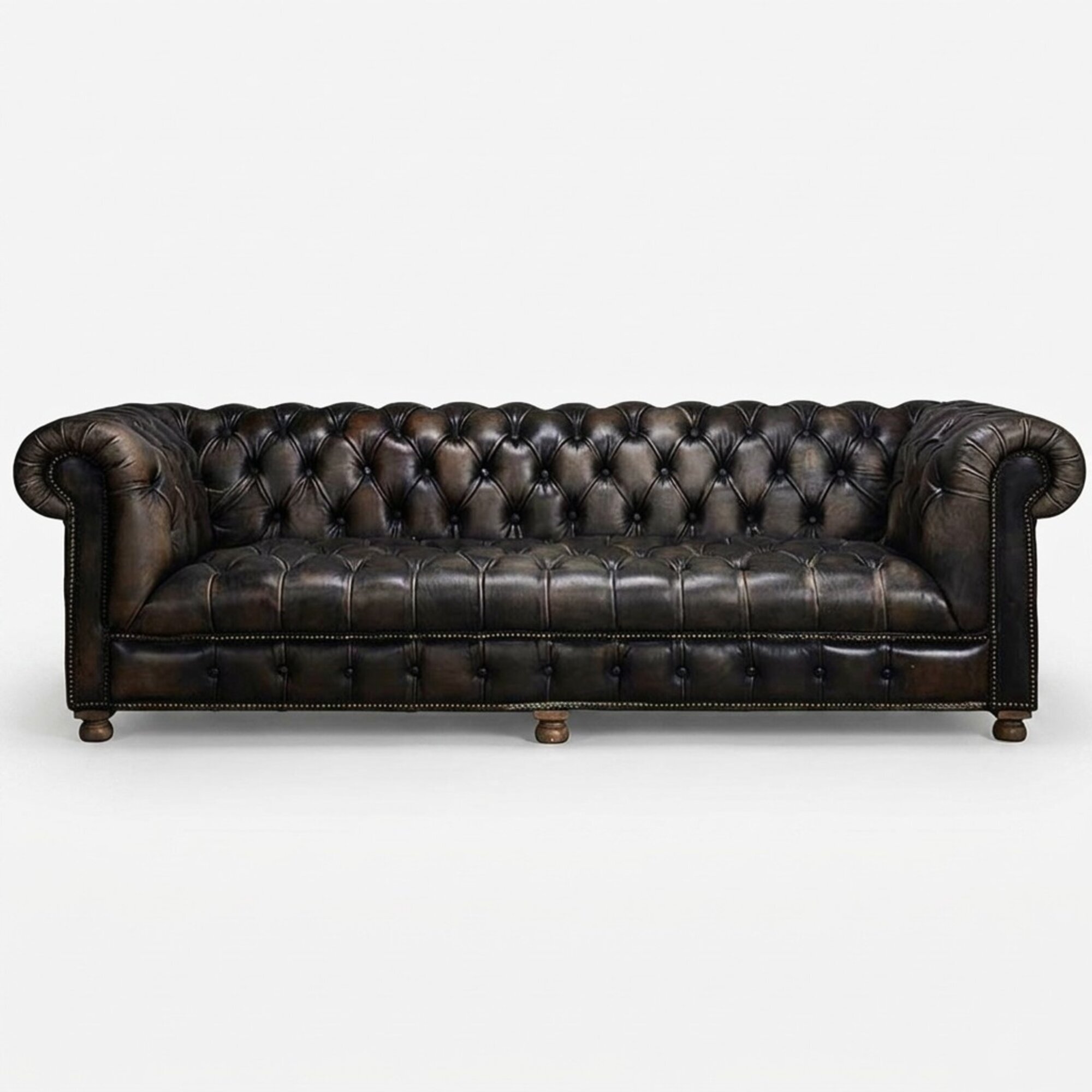 Klassische Chesterfield Couch Schwarz Englische Wohnzimmer