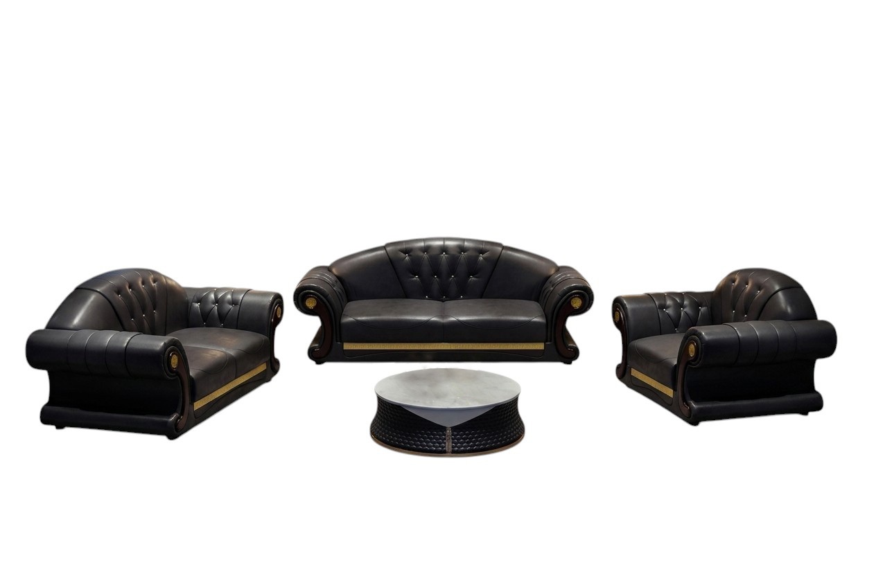 Klassische Chesterfield Sofa Couch Polster Garnitur Dreisitzer Leder 3 Sitzer
