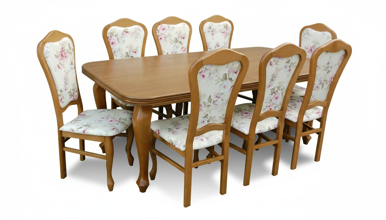 Klassische Designer Esszimmer Garnitur Holz Tisch + 8 StÃ¼hle Stuhl Garnitur