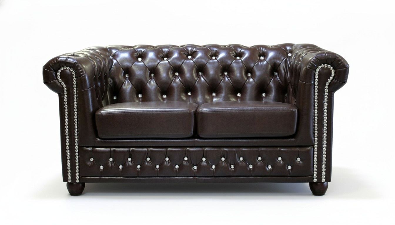 Klassische Edle Zweisitzer Chesterfield MÃ¶bel Couch Textil Sofa Design Braun