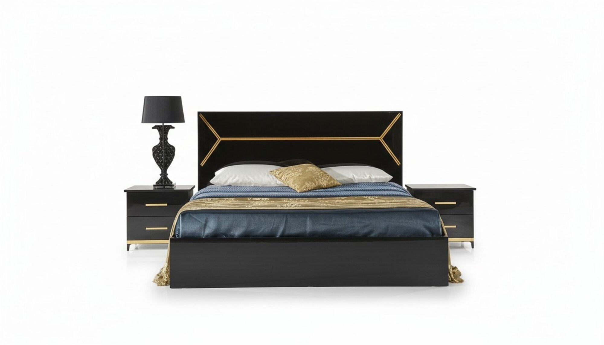 Klassische Schlafzimmer Set Bett 2x Nachttisch Kommode 3tlg. Set Betten