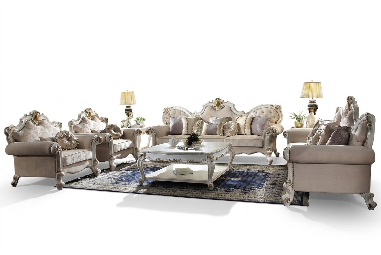 Klassische Sofagarnitur 5tlg. Set Couchtisch Sofa 3+2+1+1 Sitzer Couch