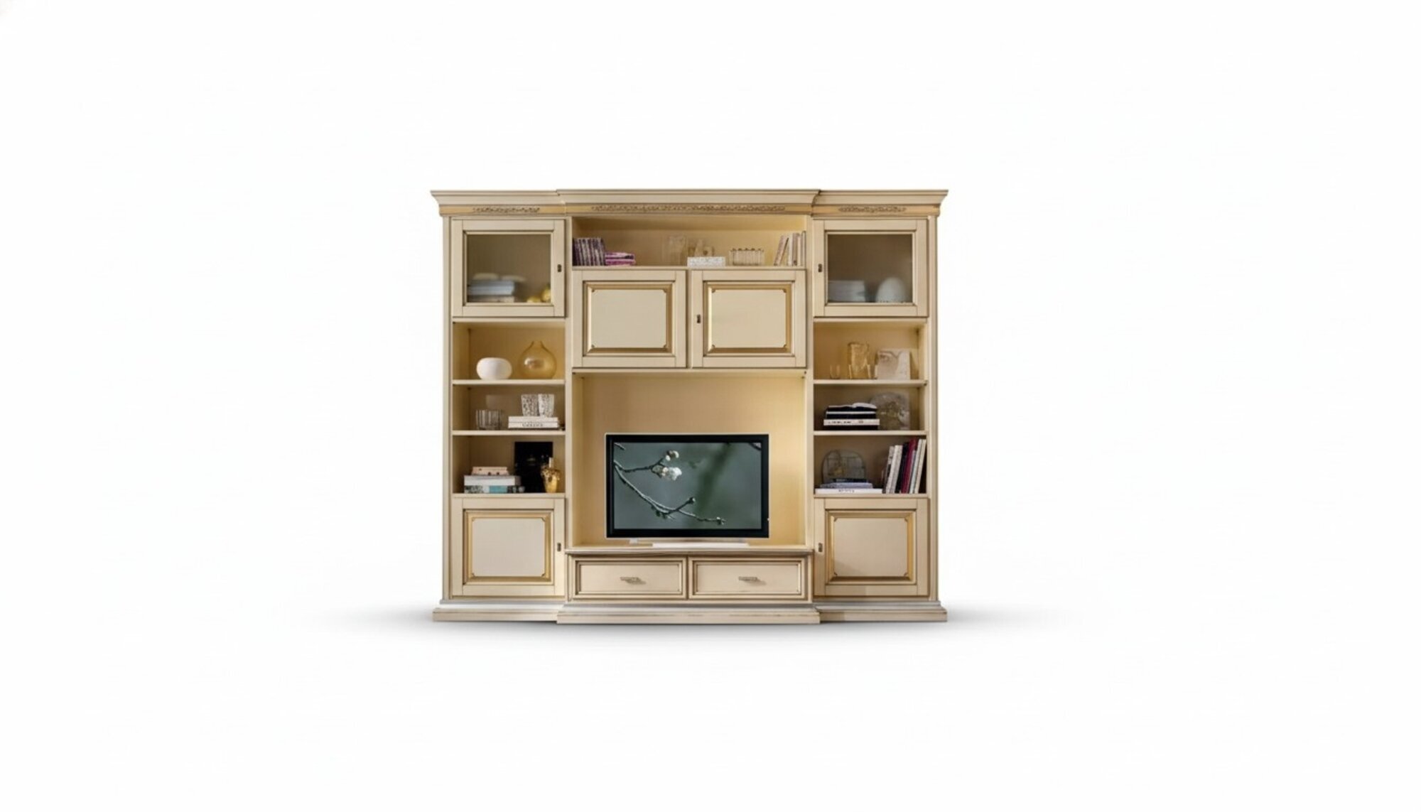 Klassische Wohn Wand Wohnzimmer Sideboard RTV Regal WÃ¤nde Schrank Neu