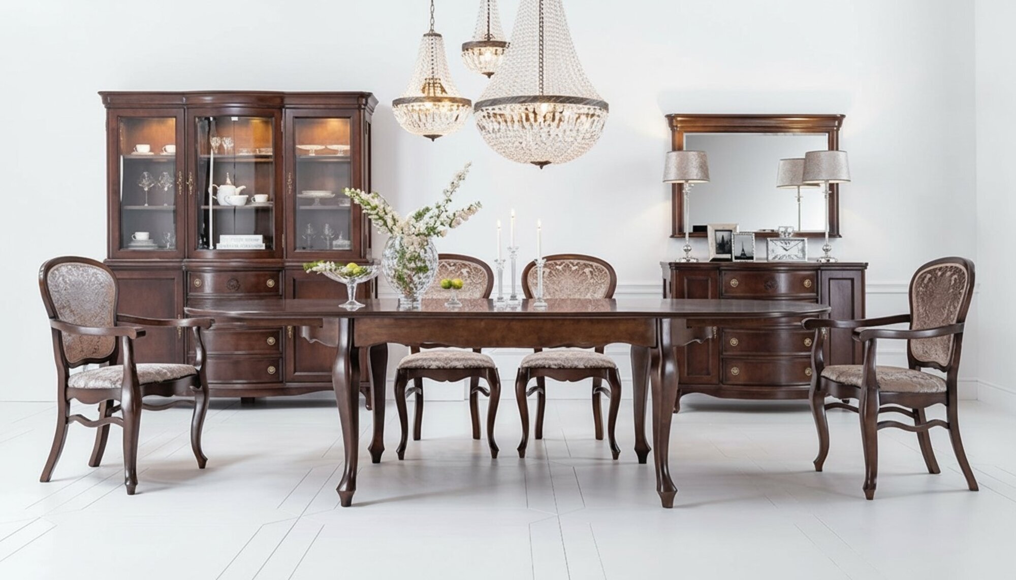 Klassischer Antik Stil Esstisch Wohnzimmer Holz Tische 100x190/270cm