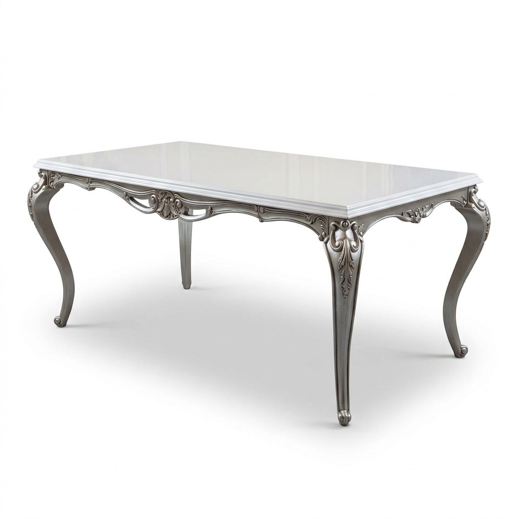 Klassischer Esstisch Silberne Tische Barock Rokoko Esszimmer MÃ¶bel WeiÃ