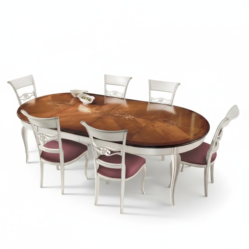 Klassischer Esstisch Tisch Holz Esszimmer Garnitur 4x StÃ¼hle Set WeiÃ