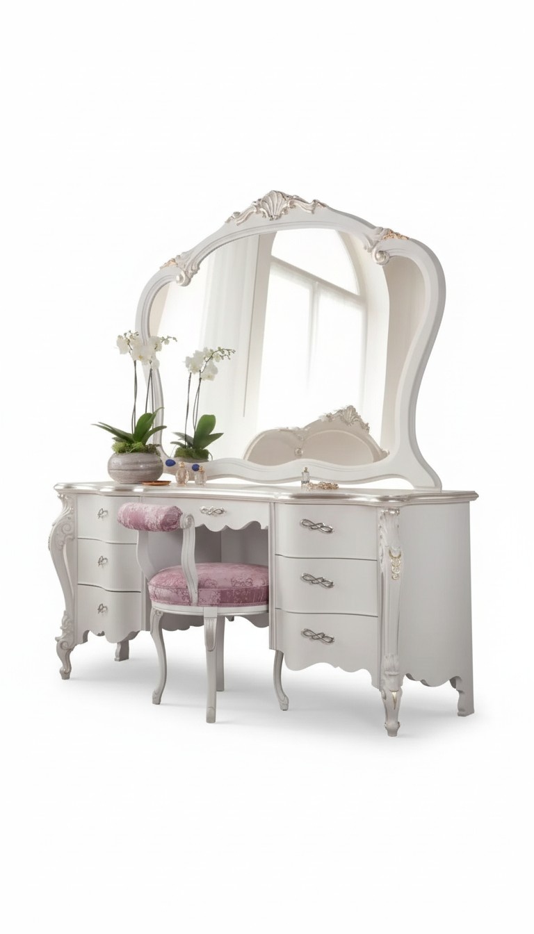 Klassischer Massivholz Schminktisch Schlafzimmer MÃ¶bel Set 2tlg WeiÃ