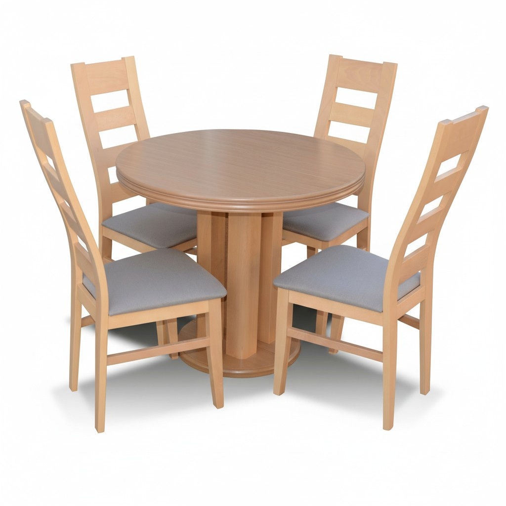 Klassischer Rund Runder Tisch Holz Design Esszimmer Tische 4 StÃ¼hle