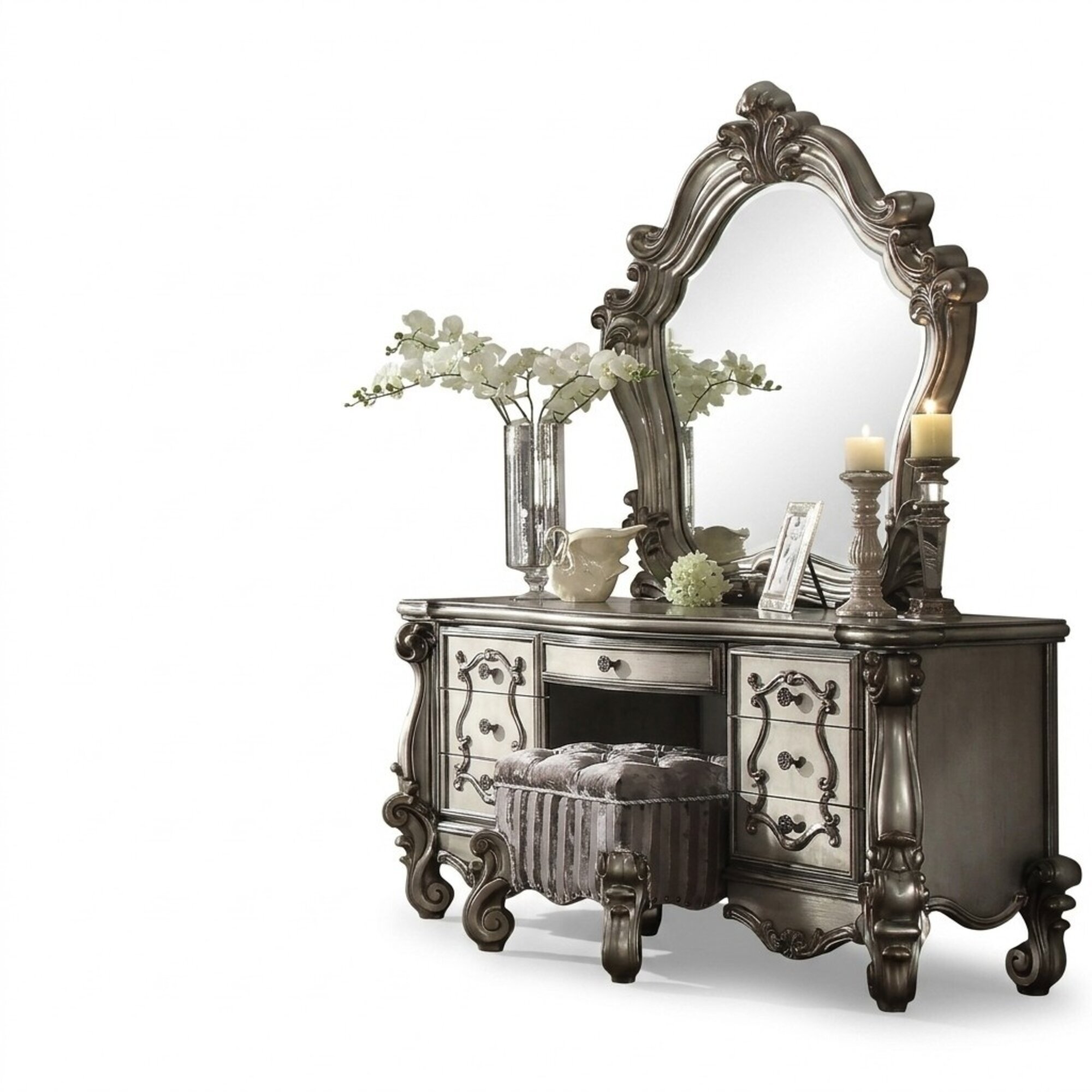 Klassischer Schminktisch Spiegel Luxus Konsole Kommode Schlafzimmer