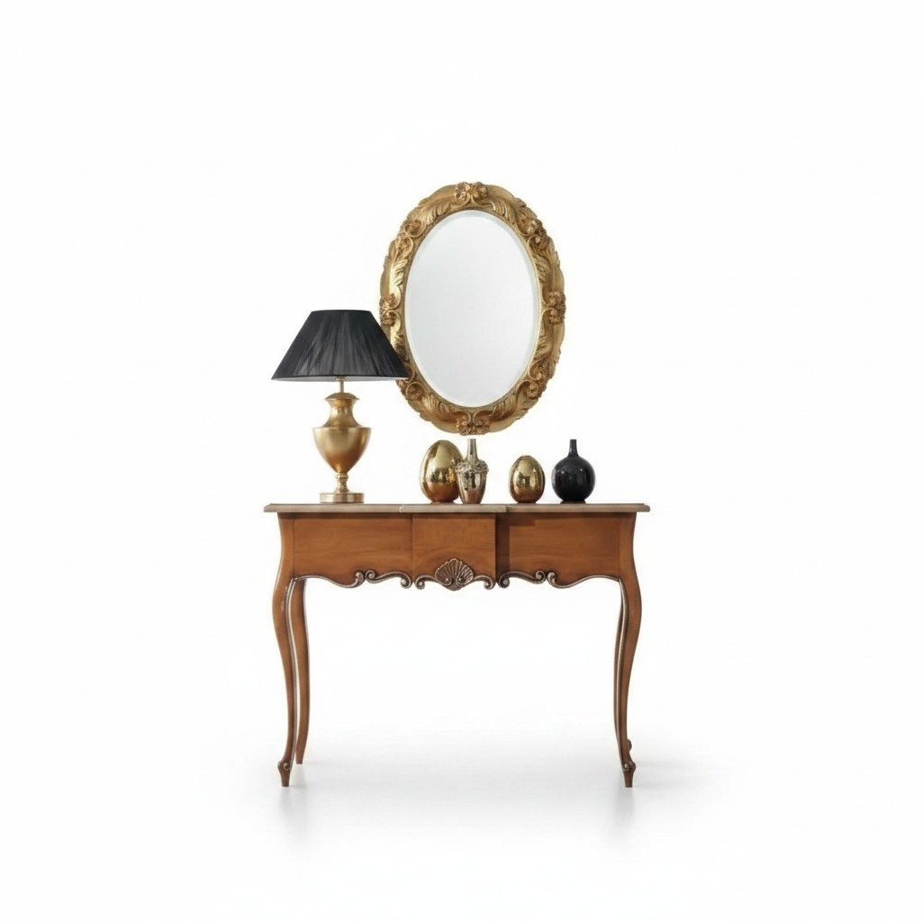 Klassischer Spiegel Konsole Tisch Braun Holz Schlafzimmer MÃ¶bel 2tlg