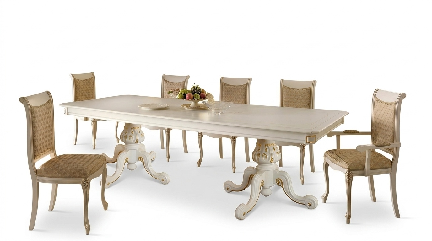 Klassischer Tisch Esstisch Holz Esszimmer Garnitur 6x Stuhl Set StÃ¼hle Lehn Neu