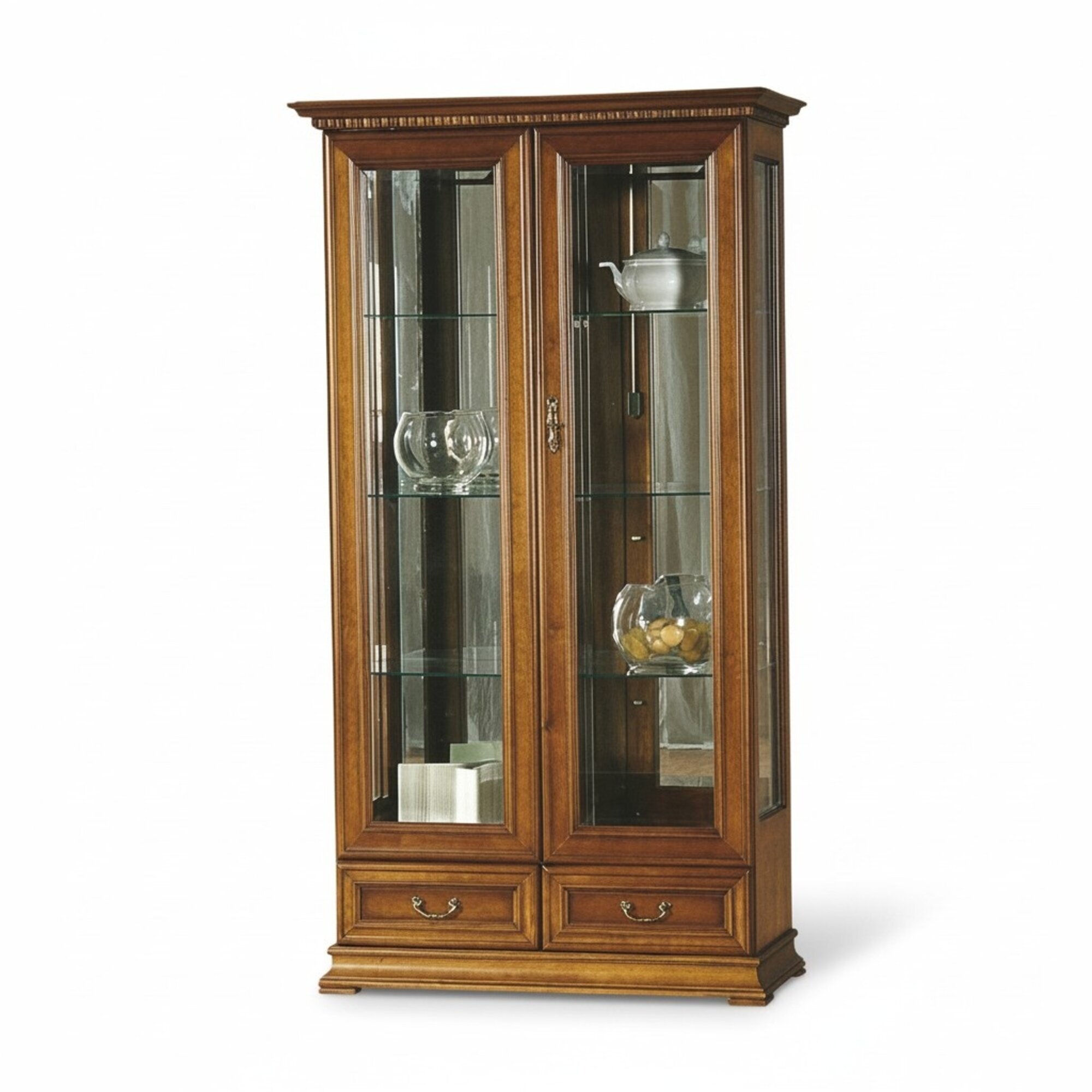 Klassischer Vitrine Glasschrank Schrank Massiv Vitrinenschrank Vitrinen Neu R-W3