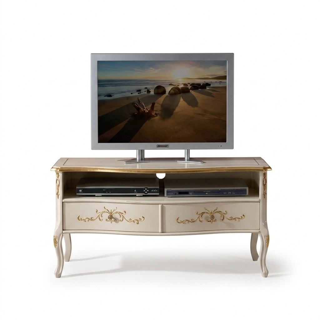 Klassischer WeiÃer RTV-Schrank HolzmÃ¶bel Wohnzimmer Konsole Design