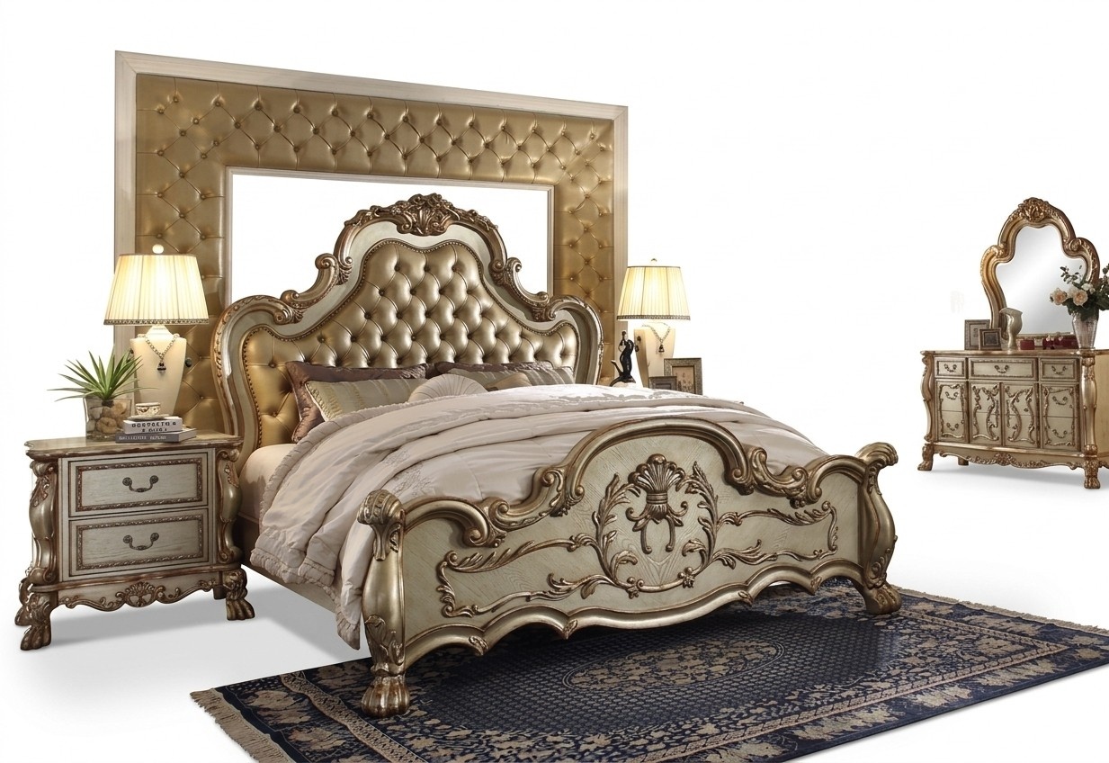 Klassisches Bett Barock Chesterfield Rokoko Stil Hotel Doppel Leder Antik