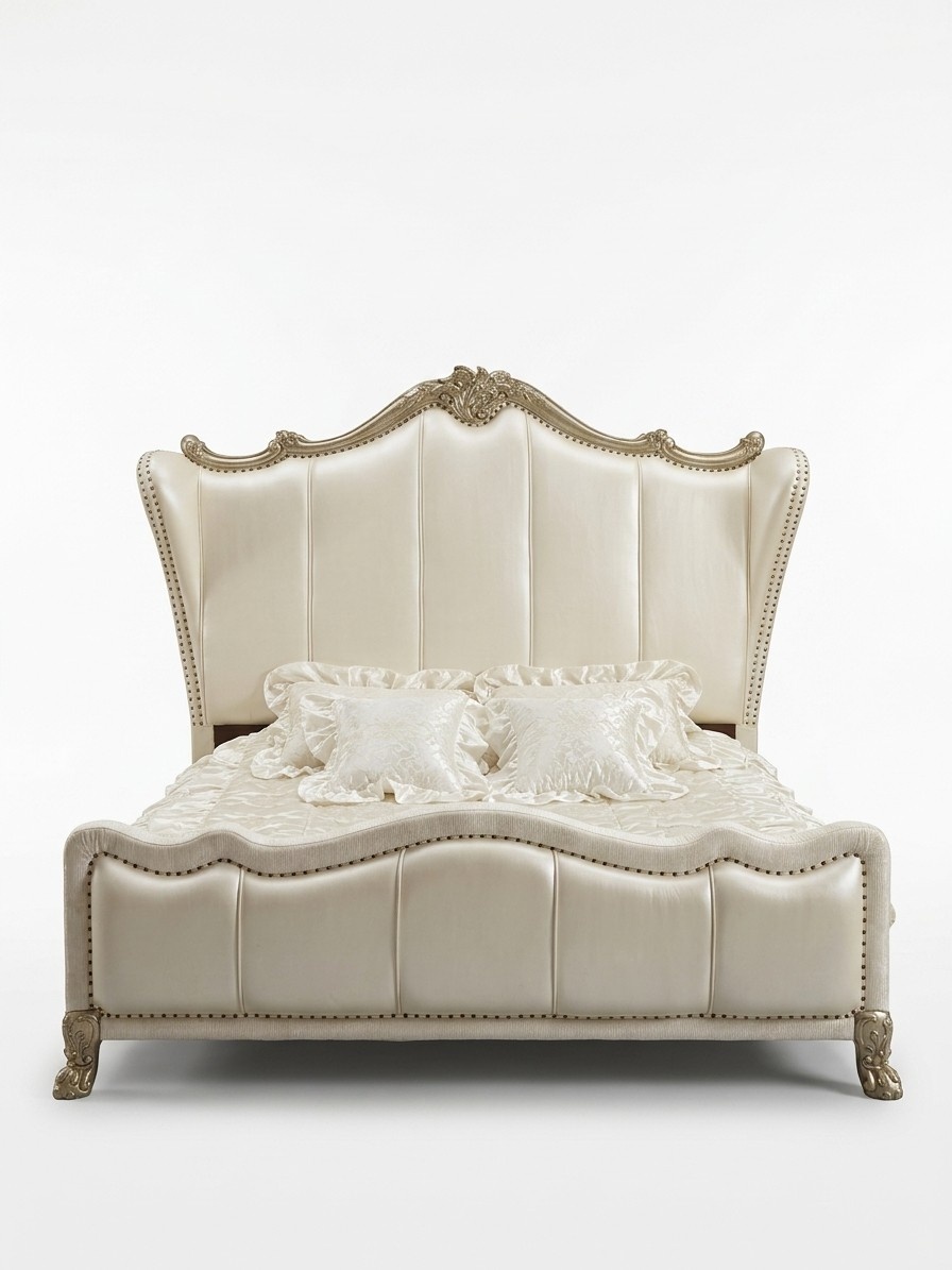Klassisches Bett Barock Rokoko Chesterfield Stil Doppel Leder Hotel Antik Betten