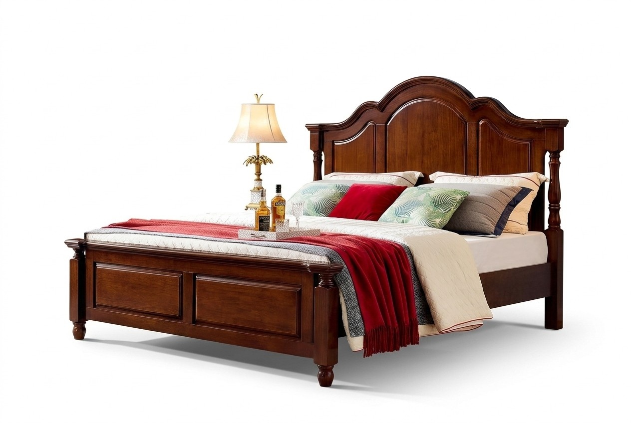 Klassisches Doppelbett Schlafzimmer Bett MÃ¶bel Holz Betten Massiv Braun