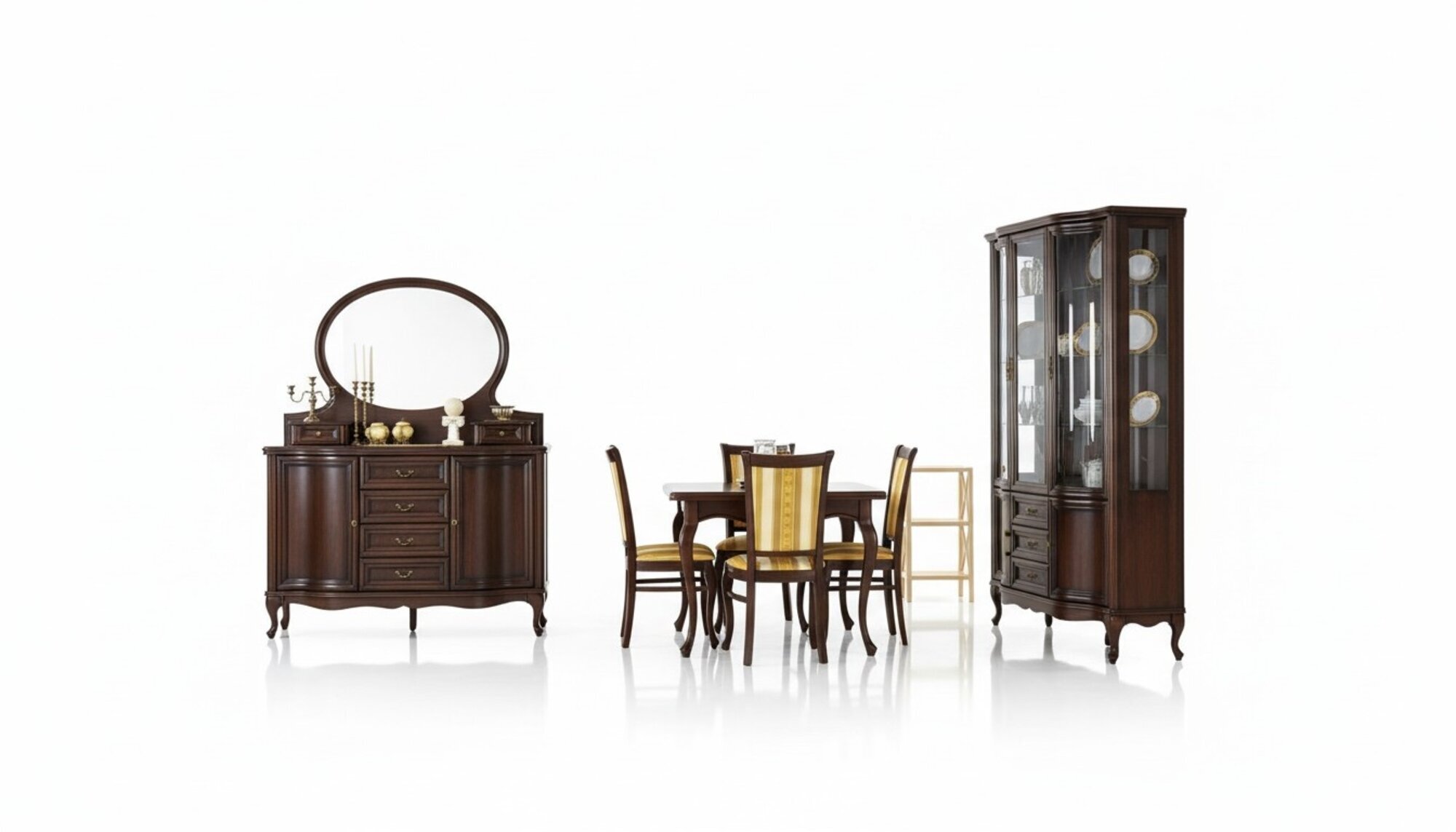 Klassisches Esszimmer Vitrine Kommode StÃ¼hle Tisch Chippendale Wohnzimmer 10tlg