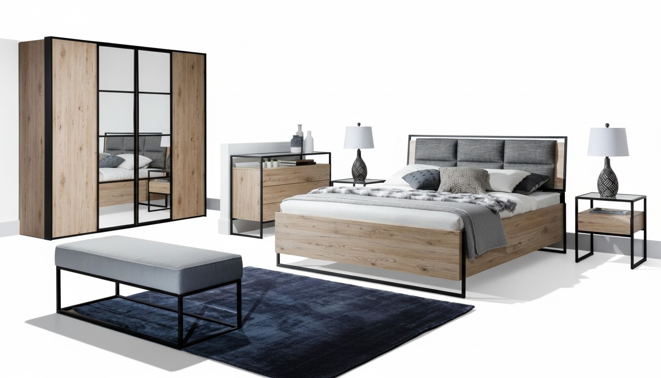Kleiderschrank Braun Holz MÃ¶bel Design Elegantes Schlafzimmer Modern Schrank Neu