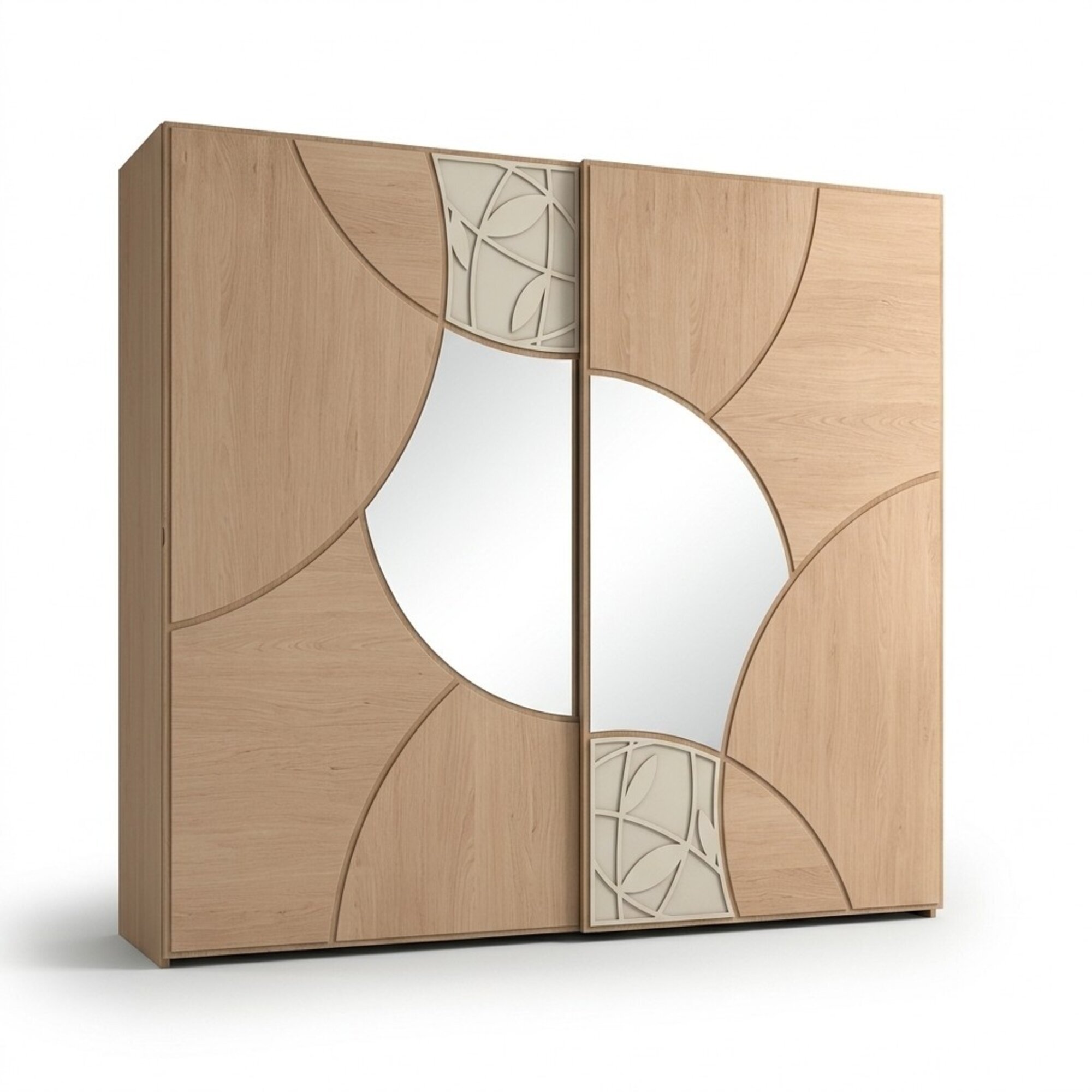 Kleiderschrank Mit SchwebetÃ¼ren Schlafzimmer Holz Schrank Braun Spiegel