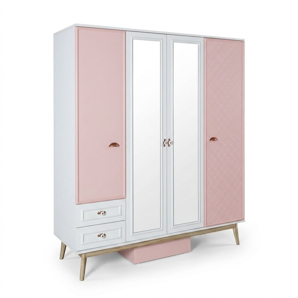 Kleiderschrank Moderner Holz Holzschrank Jugendzimmer Regal Schrank MÃ¤dchen Rosa