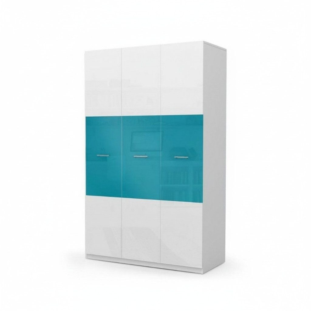 Kleiderschrank Schlafzimmer Mehrzweck SchrÃ¤nke Holz 3 tÃ¼riger Blau Neu