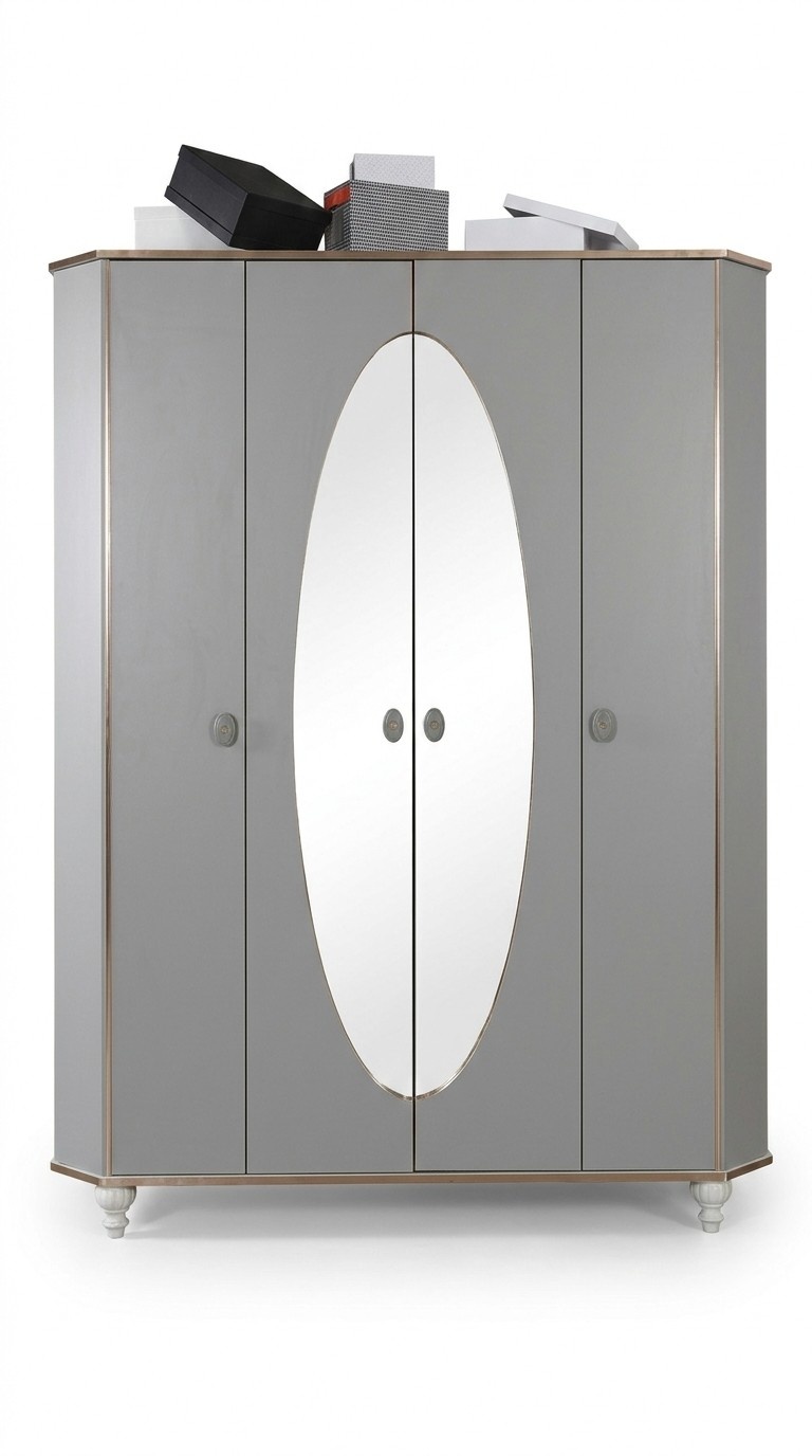 Kleiderschrank Schlafzimmer Schrank Holz SchrÃ¤nke mit Spiegel Gold Grau