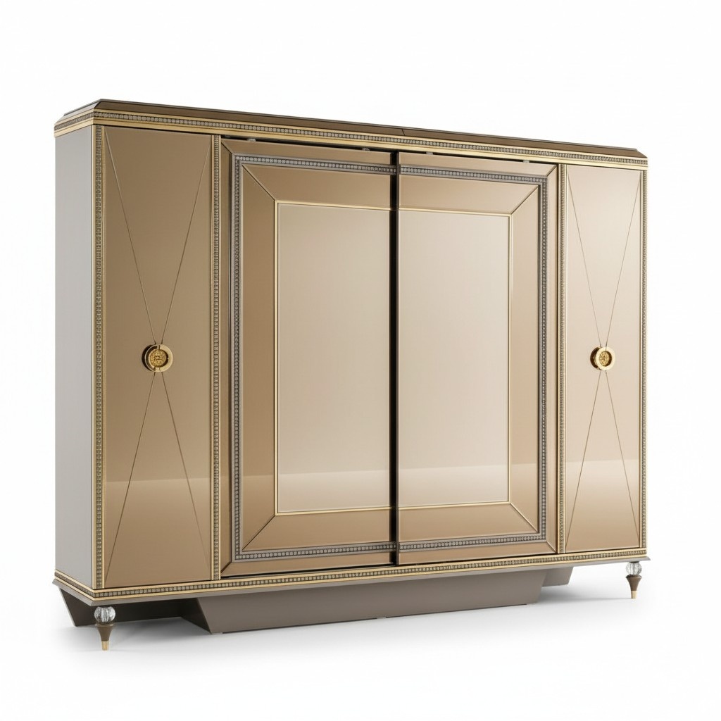 Kleiderschrank Schlafzimmer Schrank Luxus SchrÃ¤nke ViertÃ¼rig Gold Spiegel