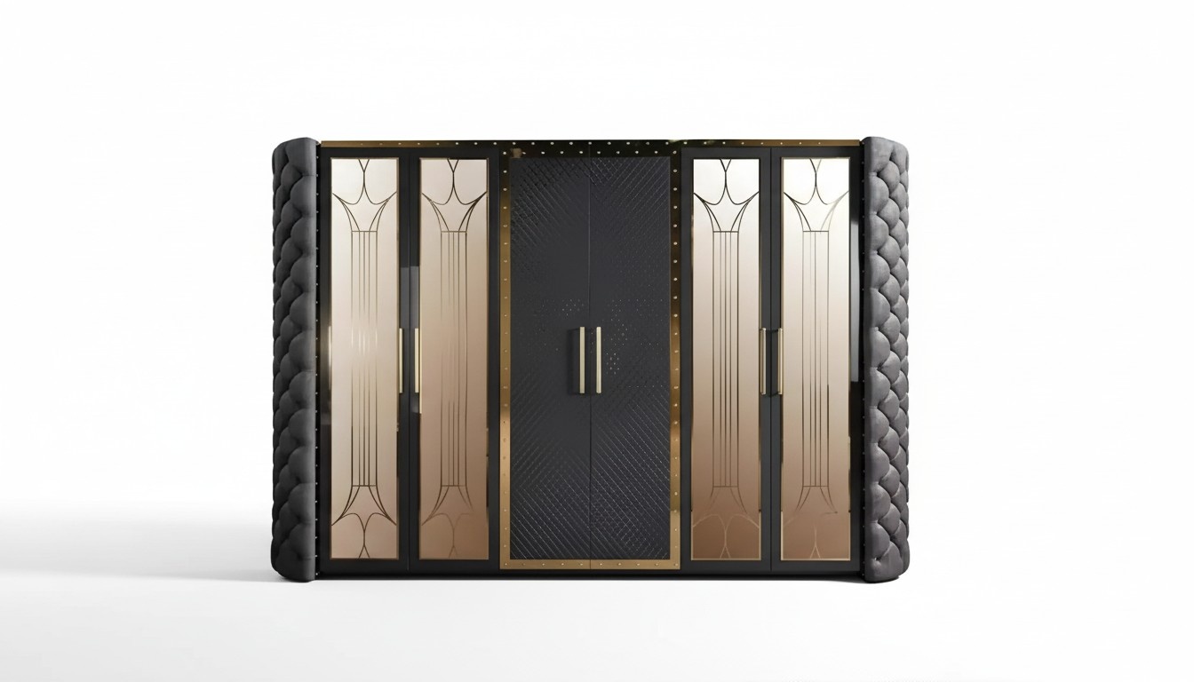 Kleiderschrank Schrank Chesterfield Designer SchrÃ¤nke Gepolstert 315cm