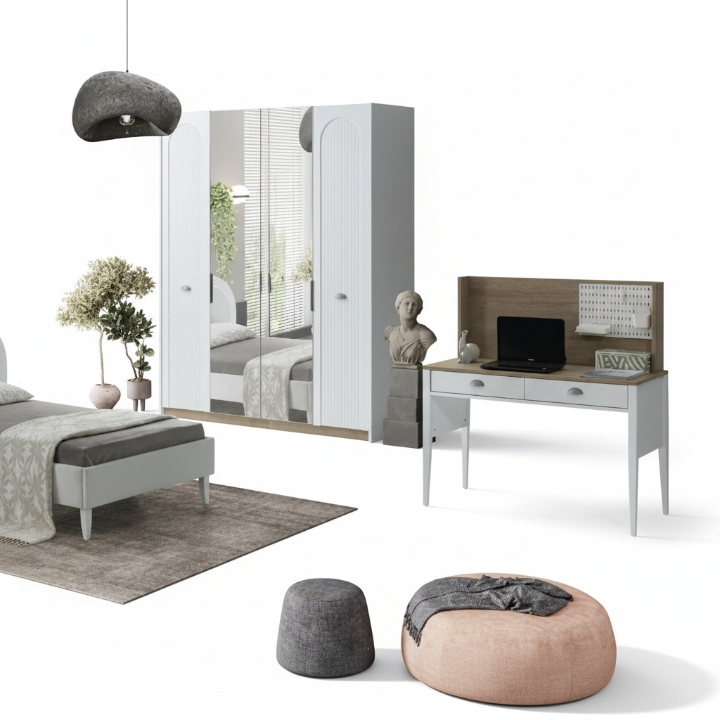 Kleiderschrank Schreibtisch Set Modernes Design WeiÃ Stilvolles Kinderzimmer