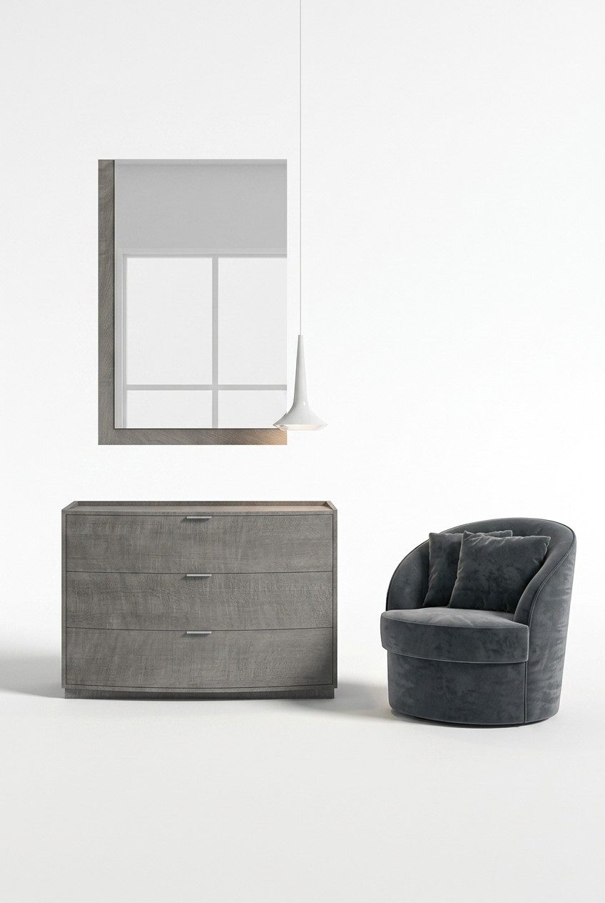 Kommode mit Spiegel Anrichte Sideboards Holz Schrank MÃ¶bel Kommoden Grau Neu