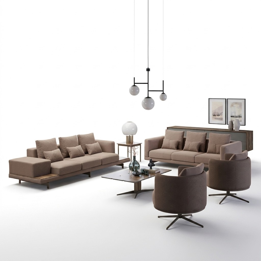 Komplett 6tlg Braun Einrichtung 2x Sofa Dreisitzer Couch PolstermÃ¶bel 2x Sessel