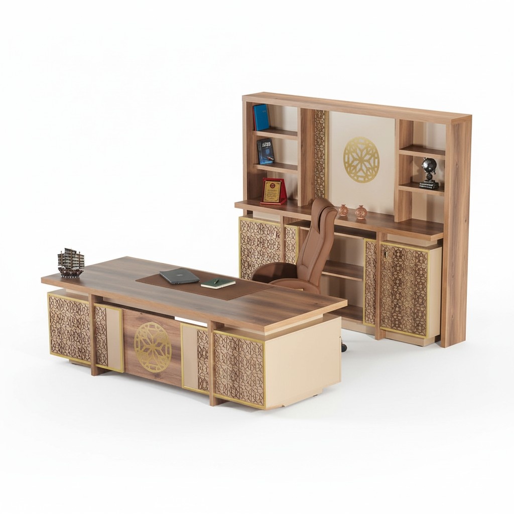 Komplett Arbeitszimmer Set BÃ¼rotisch BÃ¼rostuhl BÃ¼cherregal Sideboard Braun