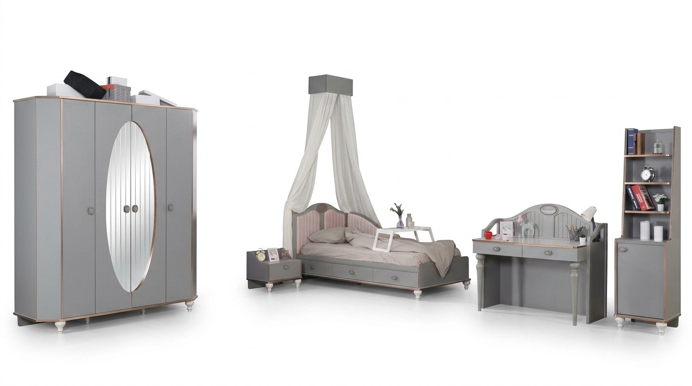Komplett Jugendzimmer Kinderzimmer Bett Kleiderschrank Schreibtisch 5tlg MÃ¶bel