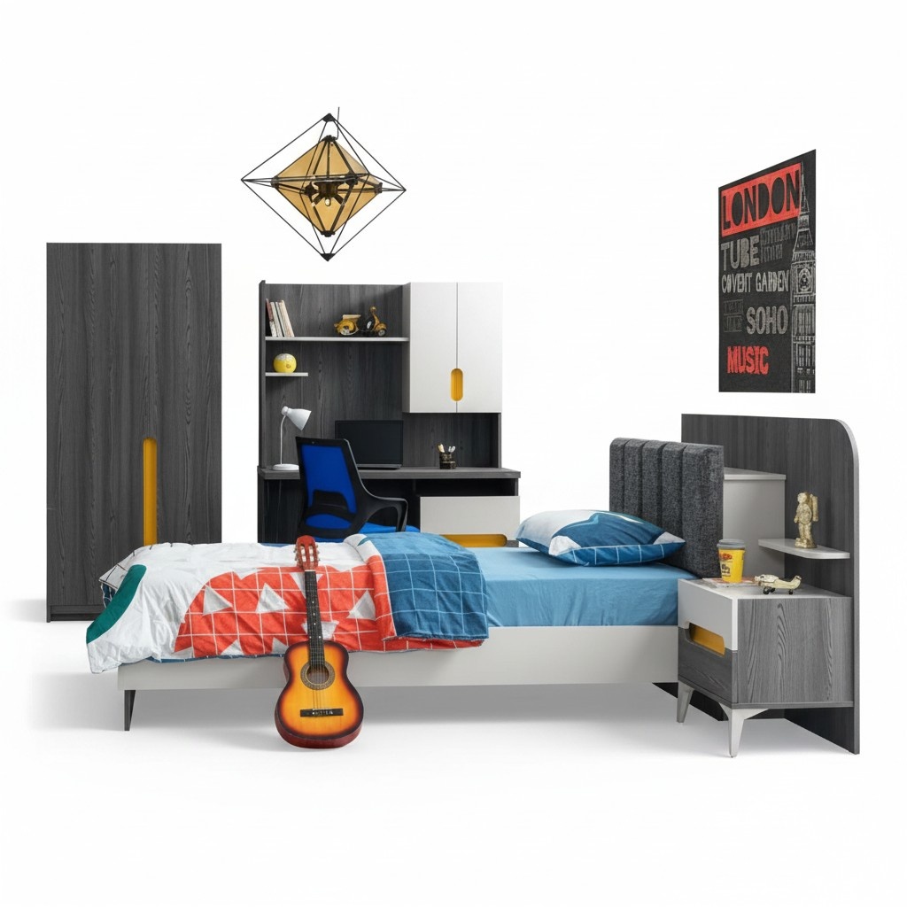 Komplett Jugendzimmer Set Kinderbett Kleiderschrank Kommode Top-QualitÃ¤t MÃ¶bel