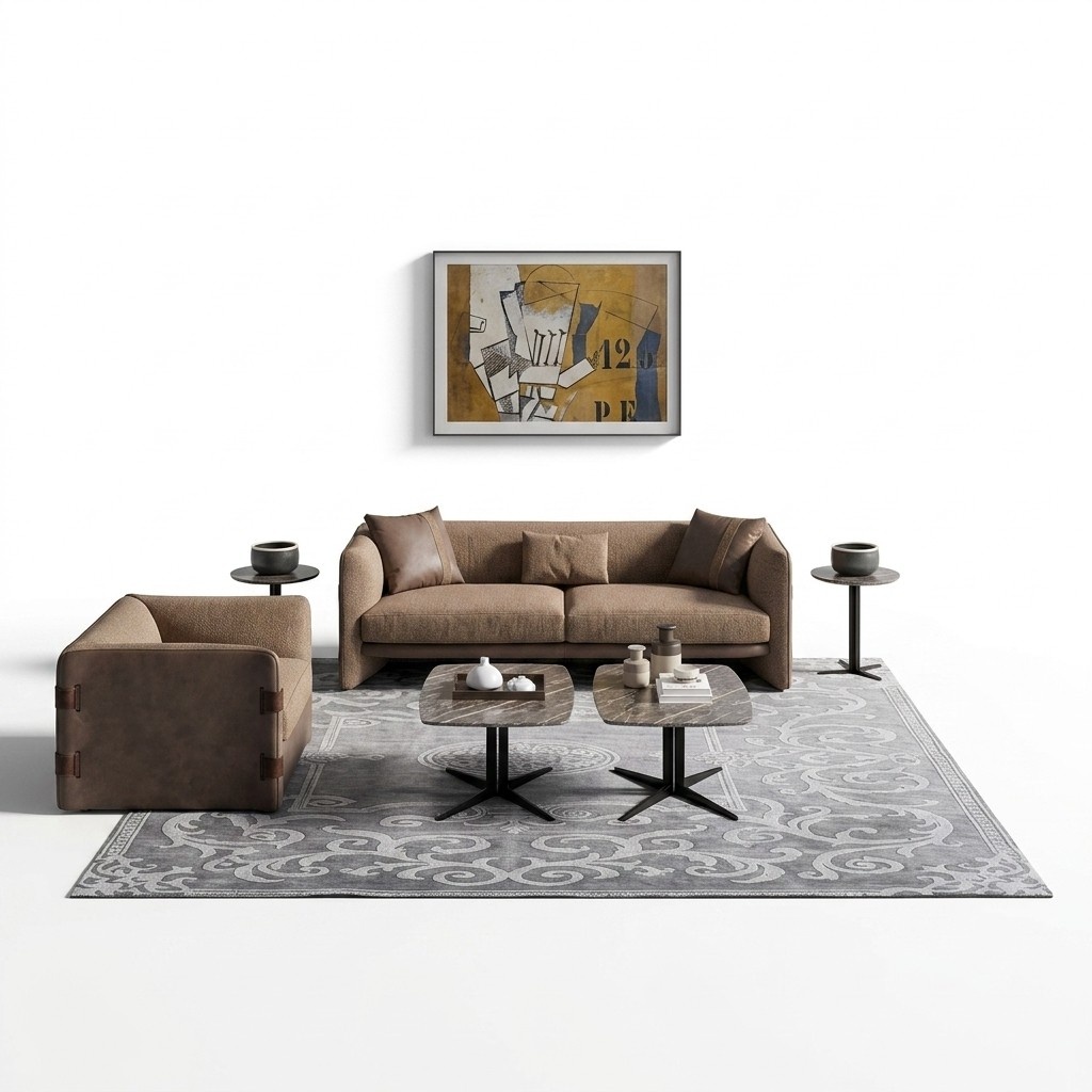 Komplett MÃ¶bel 6tlg Modern Dreisitzer Sofa Luxus Sessel Holz 2x Couchtisch