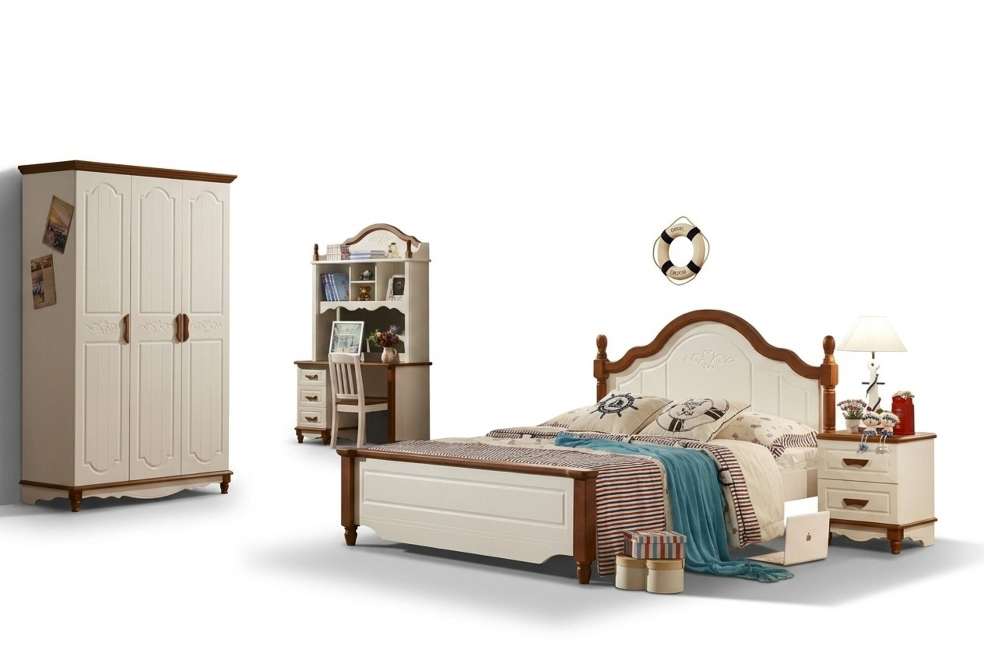 Komplett Set Bett Nachttisch Kleiderschrank Designer Schlafzimmer MÃ¶bel Neu 5tlg