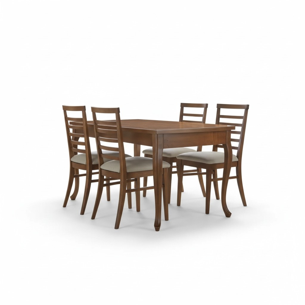 Komplett Set Esstisch 4x StÃ¼hle Esszimmer Garnitur Holz Tisch 5tlg