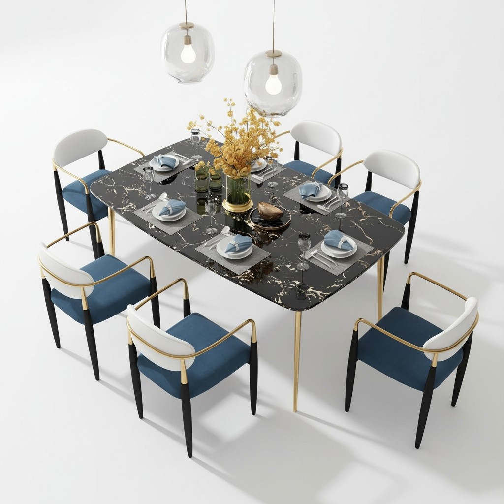 Komplett Set Esstisch 6x StÃ¼hle Esszimmer Ess Gruppe Stein Garnitur