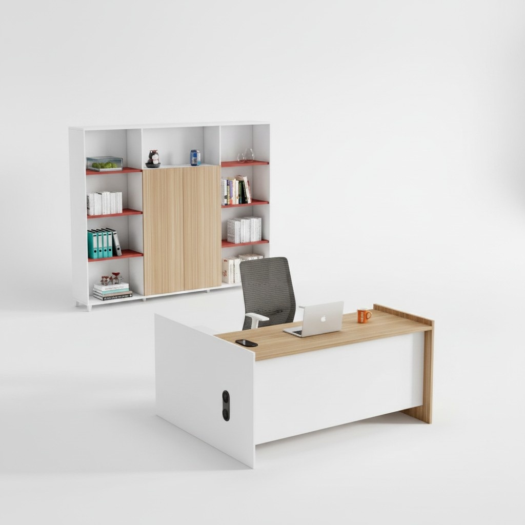KomplettbÃ¼ro ArbeitszimmermÃ¶bel Arbeitstisch BÃ¼roschrank WeiÃ Holz
