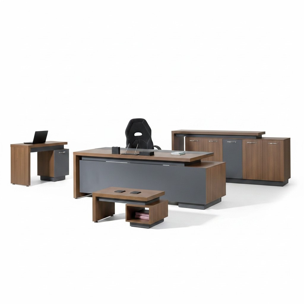 KomplettbÃ¼ro BÃ¼romÃ¶bel Schreibtisch BÃ¼ro BÃ¼rotisch Set 4tlg Holz Braun