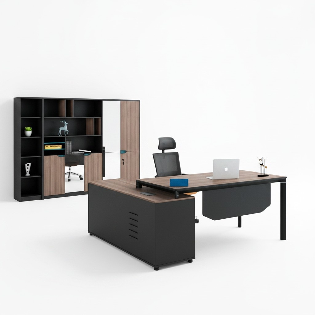 KomplettbÃ¼ro BÃ¼rotisch Schwarz Arbeitstisch BÃ¼roschrank Holz Set