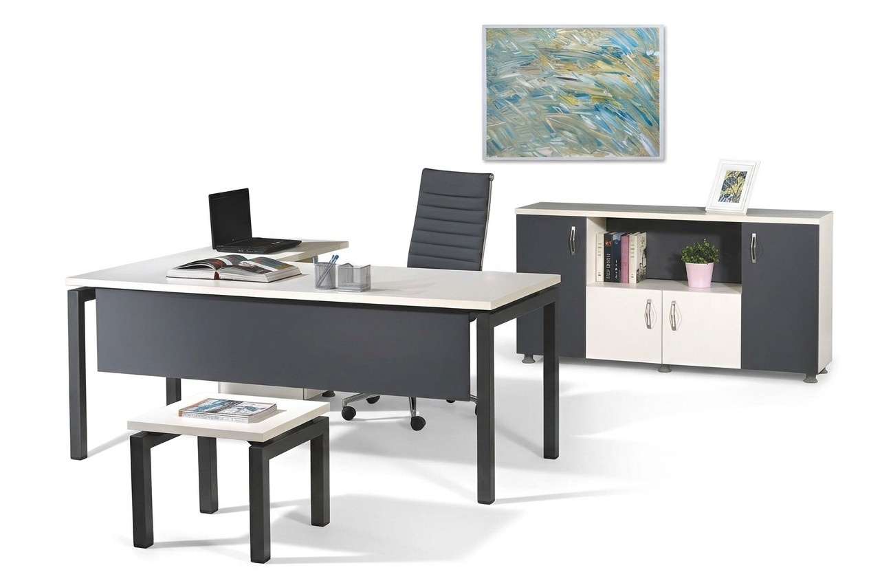 KomplettbÃ¼ro EckbÃ¼rotisch BÃ¼romÃ¶bel 3tlg Holz Set Grau ComputermÃ¶bel