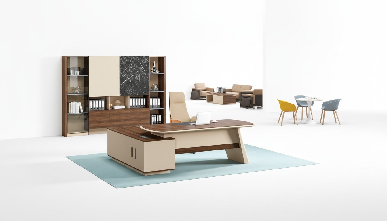 Komplette BÃ¼rotisch Schrank BÃ¼romÃ¶bel Holz Braun Ecke Schreibtisch Set