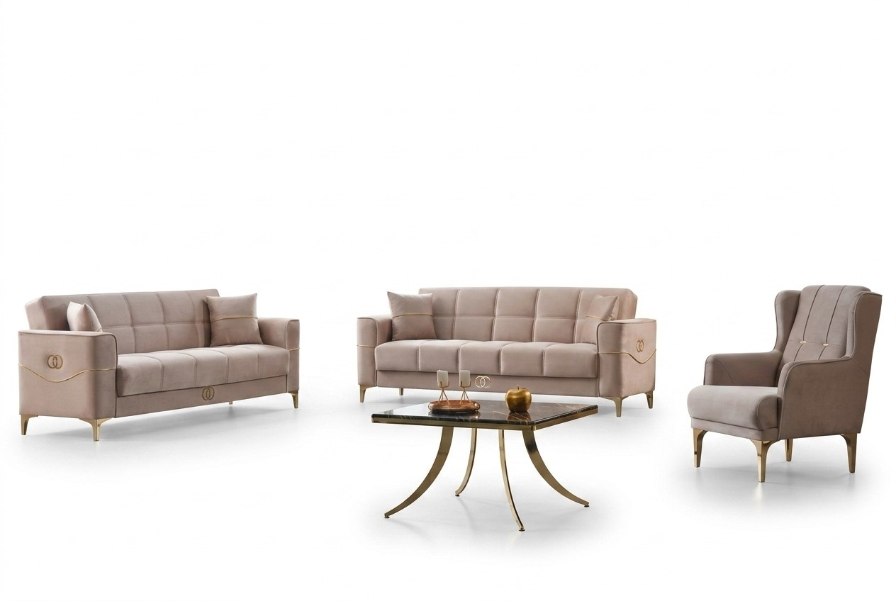 Komplette Couchgarnitur Dreisitzer Sessel 3tlg Stoffsofa Couchen Sitzpolster